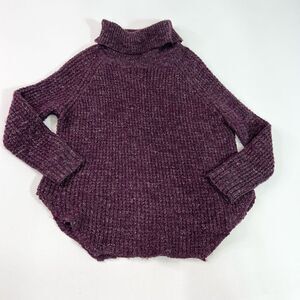 Free People Wool Linen Blend Sweater Womens Small Purple Turtleneck Pullover